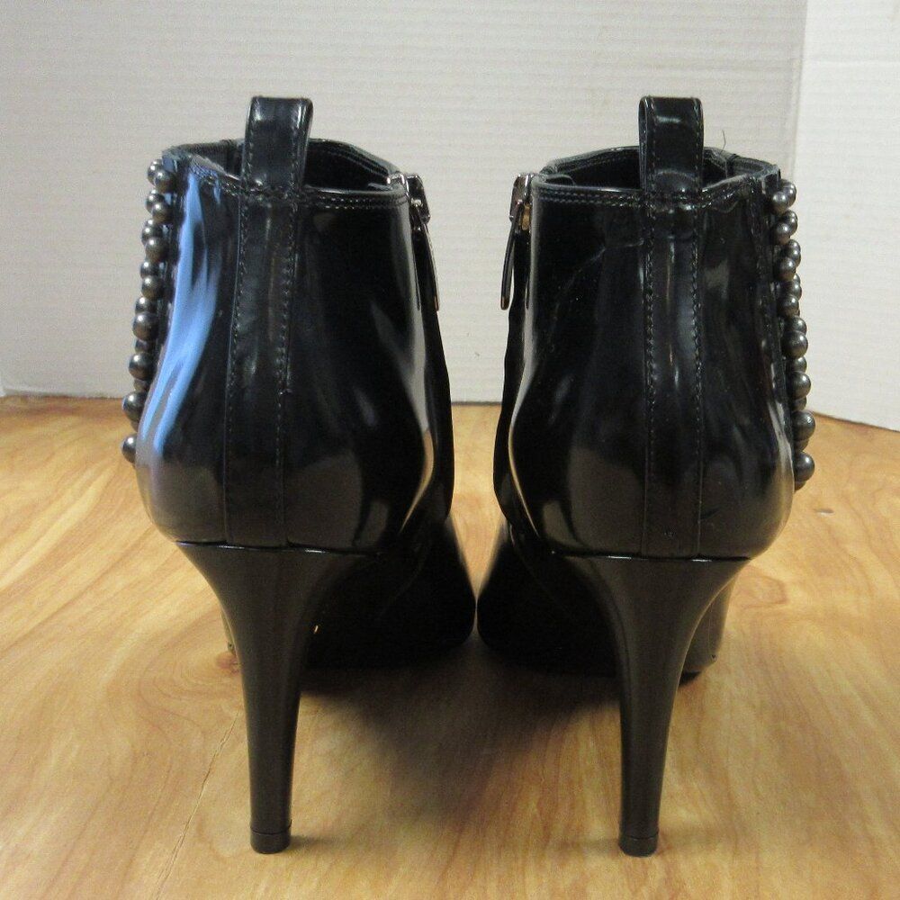 SERGIO ROSSi Black Pearl Pointed Toe High Heeled Ankle Boots Booties Sz 38 Shoes - Picture 4 of 16
